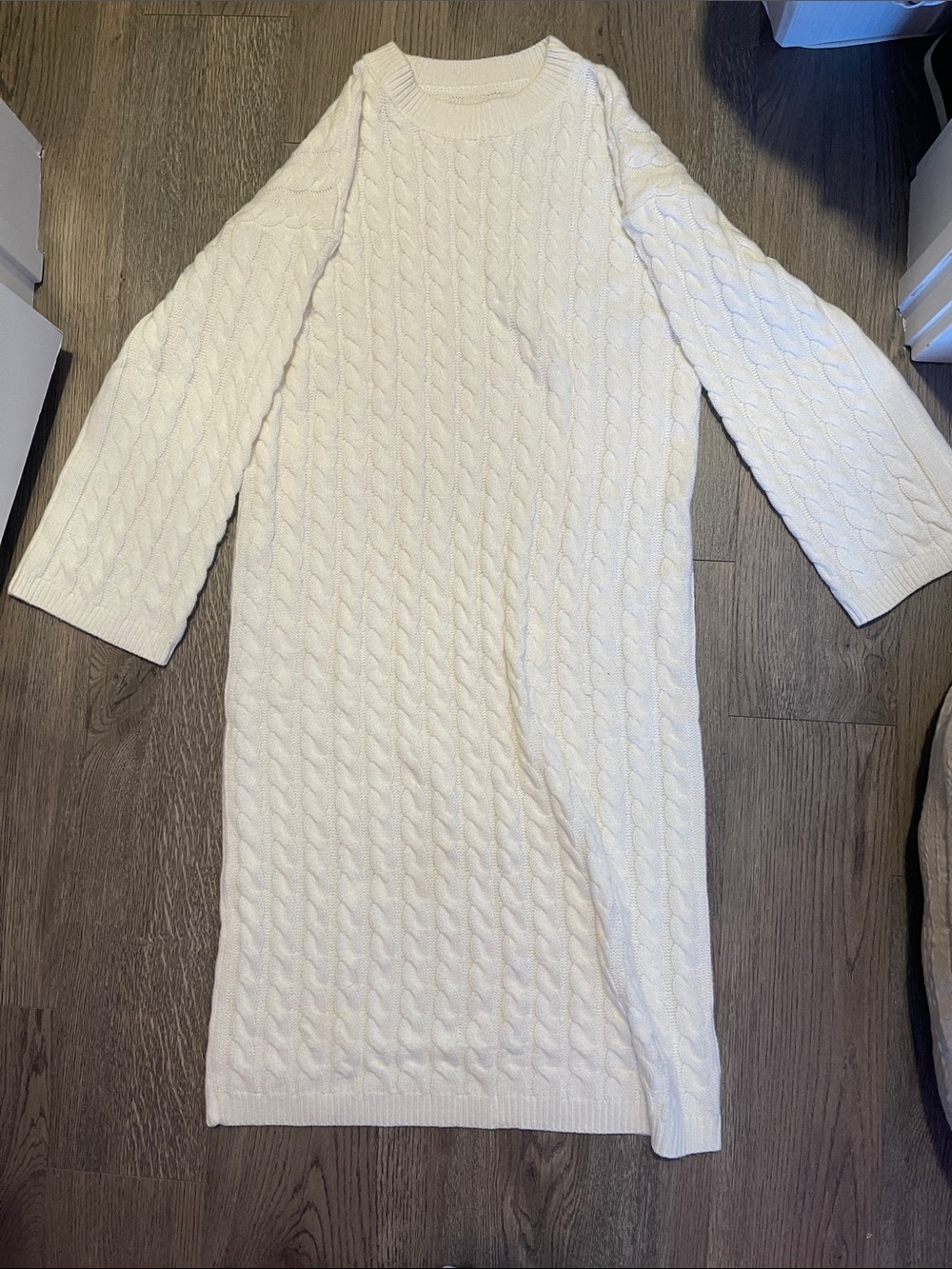 H&M Cream Cable Knit Midi Dress